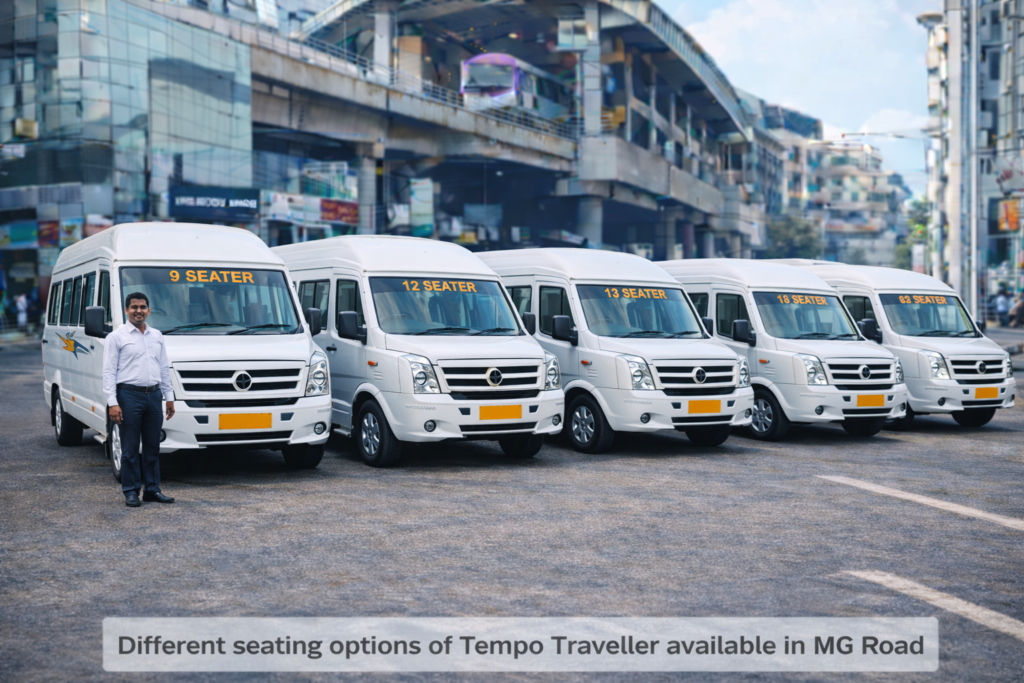 Different seating options of Tempo Traveller available in MG Road
