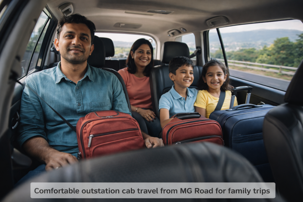 Comfortable outstation cab travel from MG Road for family trips
