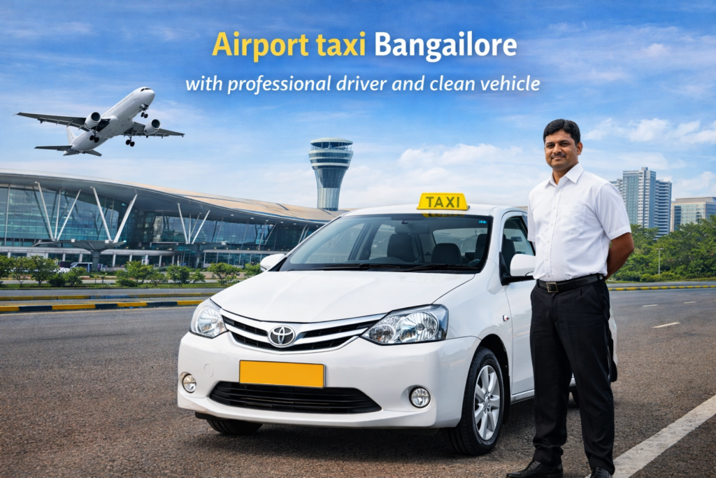 Airport taxi Bangalore with professional driver and clean vehicle