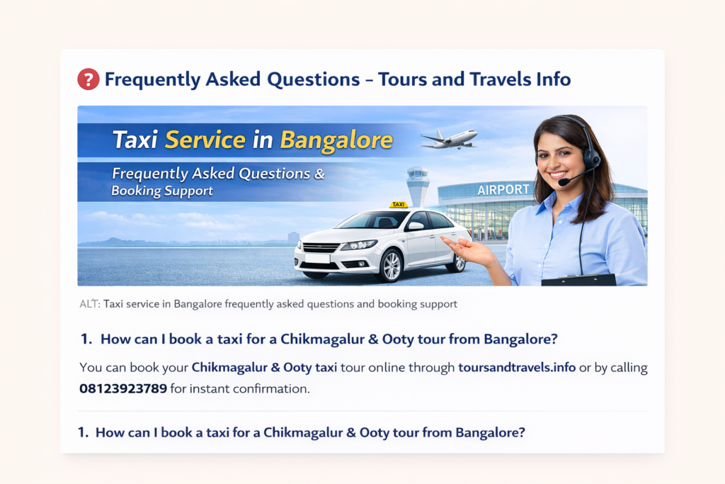 Taxi service in Bangalore frequently asked questions and booking support