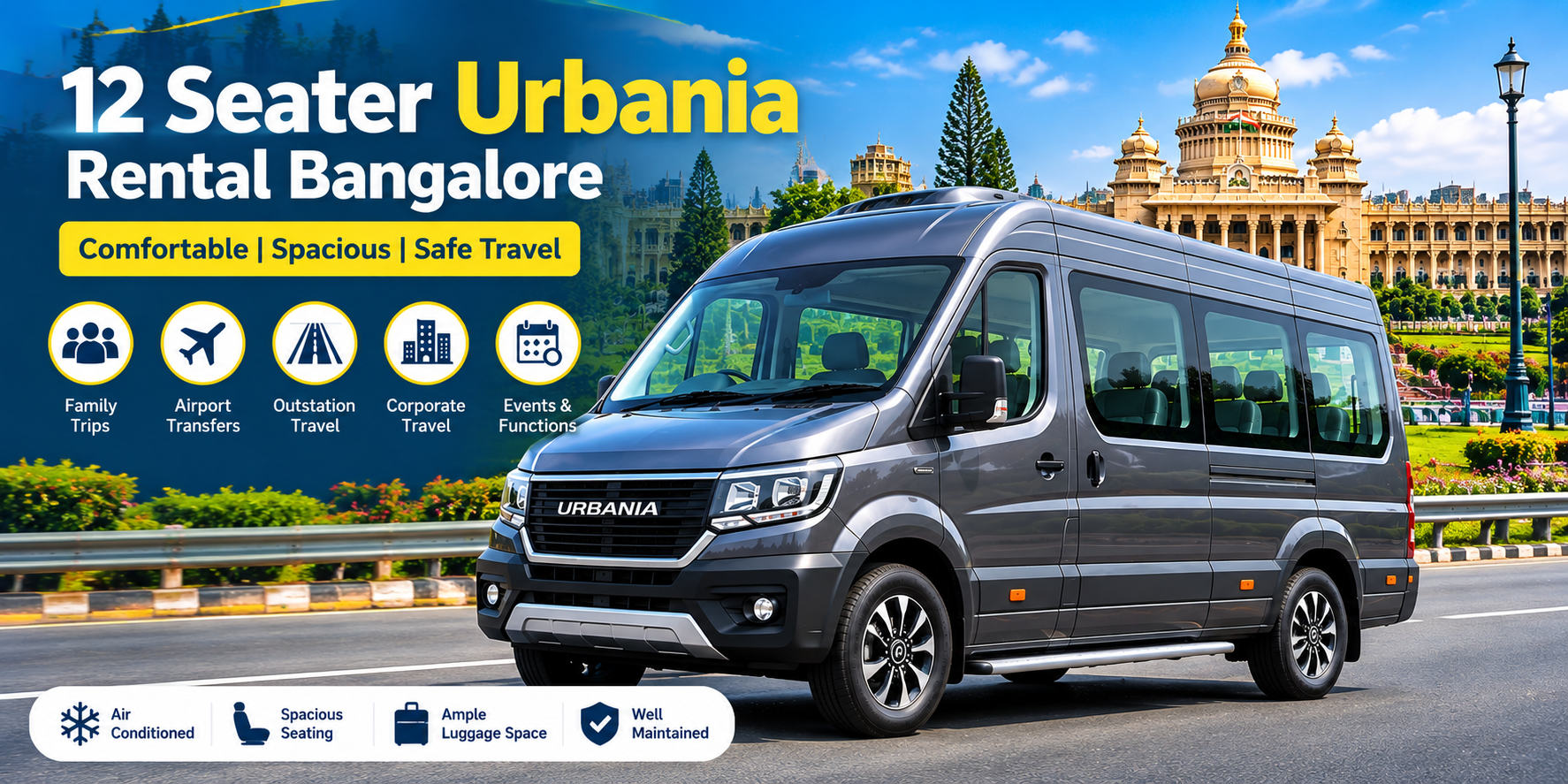 12 Seater Urbania for comfortable group travel in Bangalore