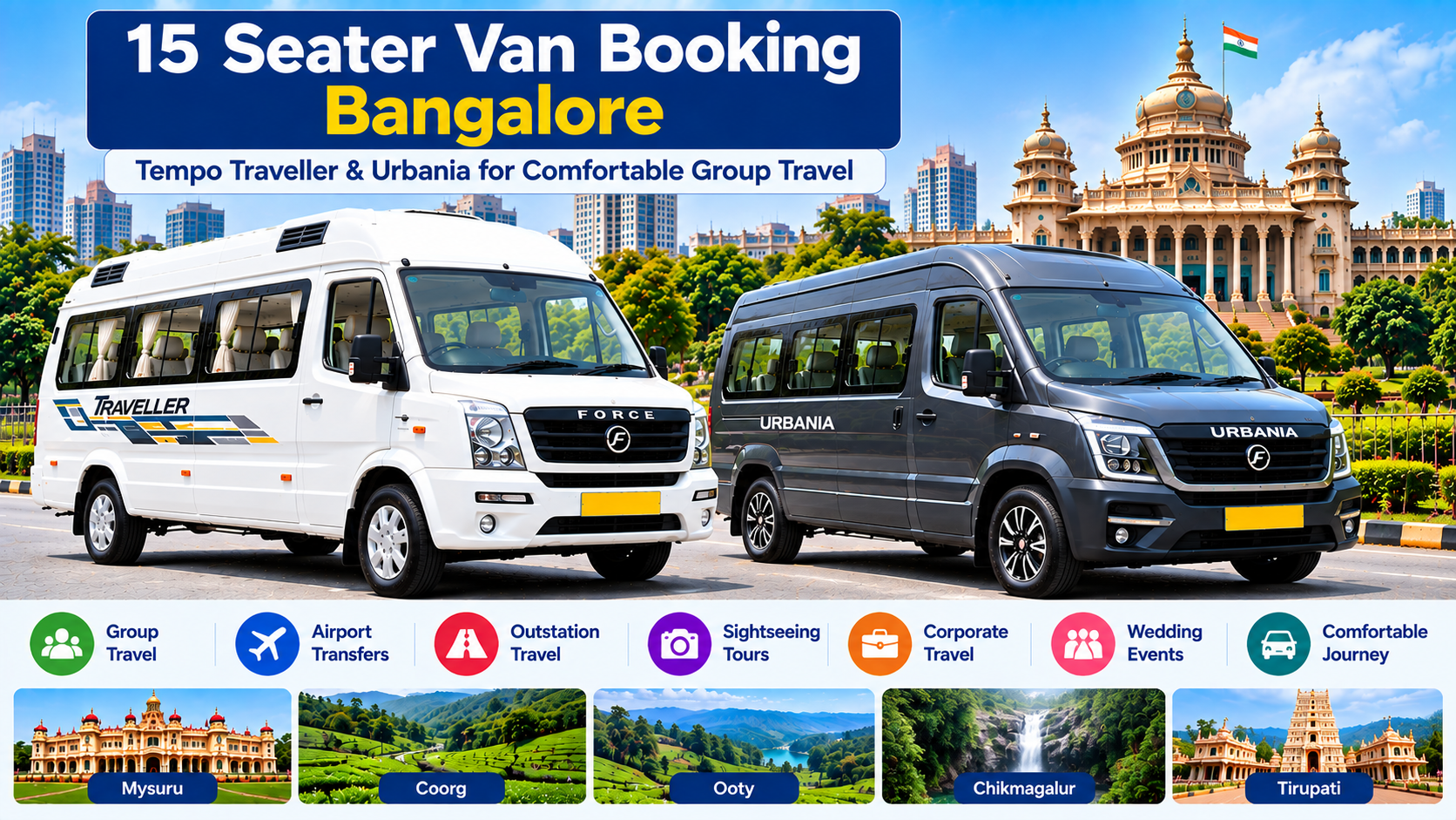 15 seater van booking Bangalore