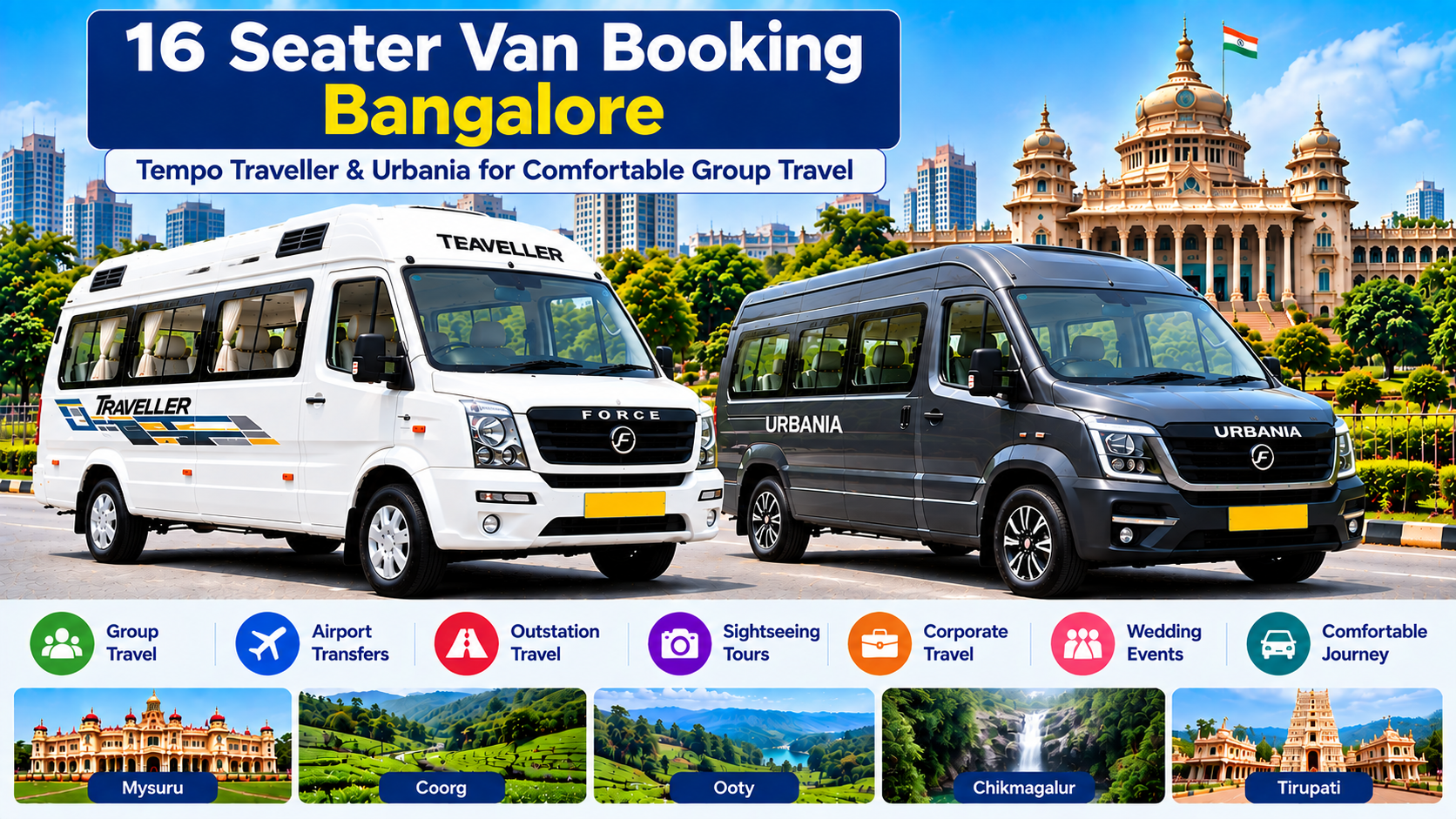 16 seater van booking Bangalore