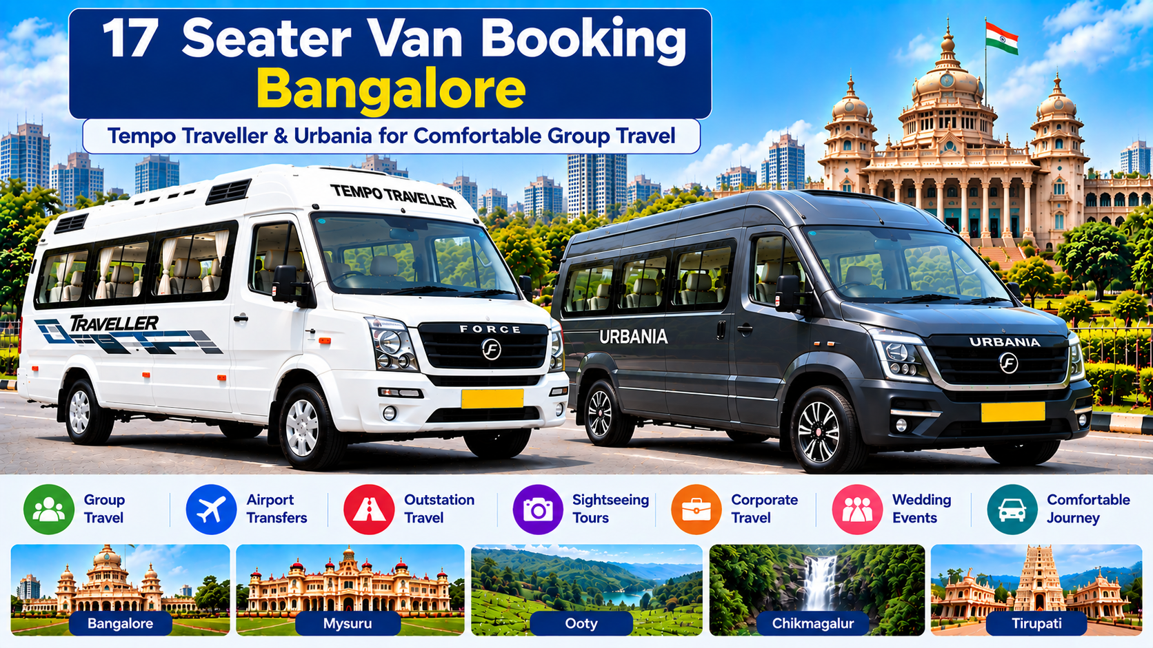 17 seater van booking Bangalore