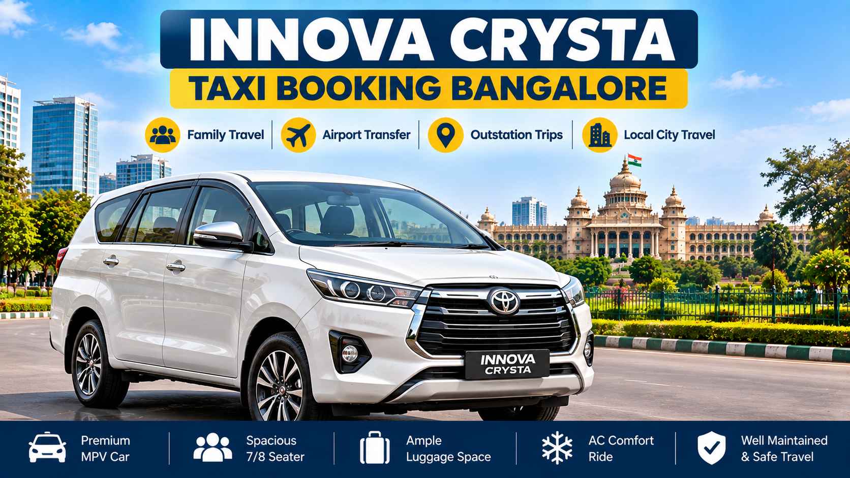 Innova Crysta Taxi Booking Bangalore
